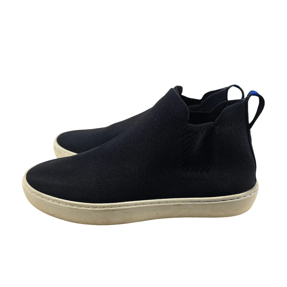Rothys The Chelsea Boots Black Solid Knit Slip On Ankle Sneaker Boots Womens 7.5
